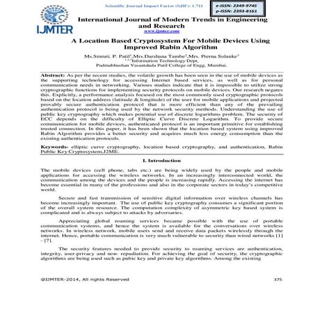 A Location Based Cryptosystem For Mobile Devices Using Improved Rabin Algorithm