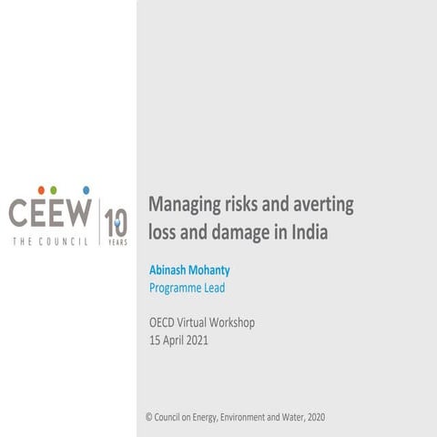 OECD Workshop “Approaches to reducing and managing the risk of losses and dam...