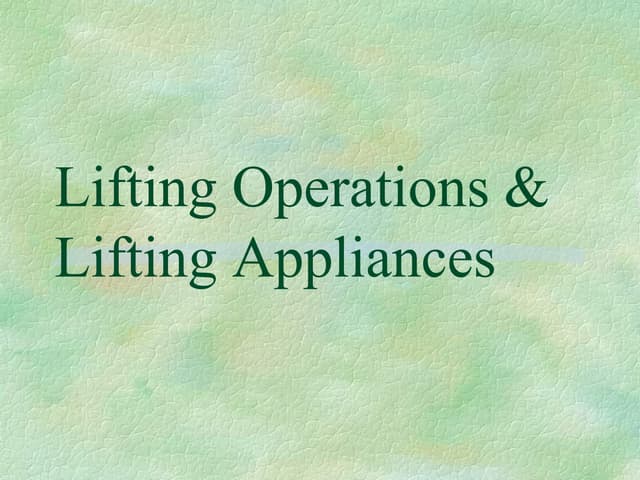 A  Part 6 Lifting Operations