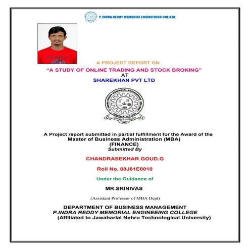A project-report-on-trading-amp-stock-brokers-of-sharekhan | PDF