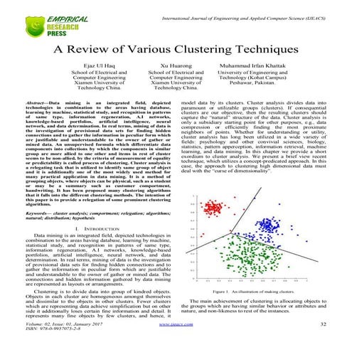 A Review of Various Clustering Techniques | PDF