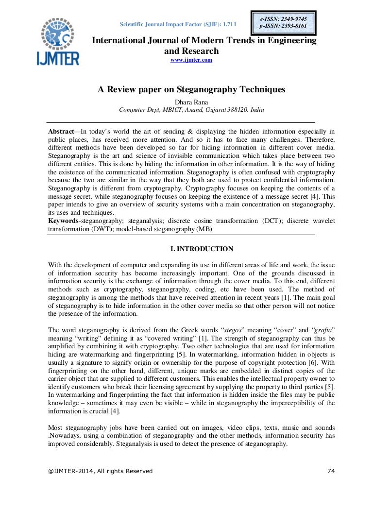 Advances in steganography image