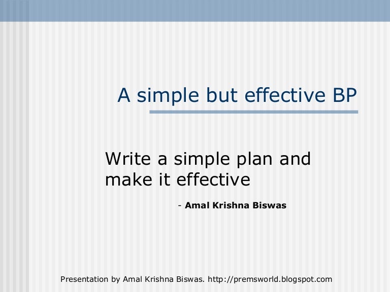 a simple but effective business plan