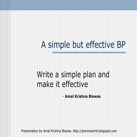 A Simple But Effective Business Plan