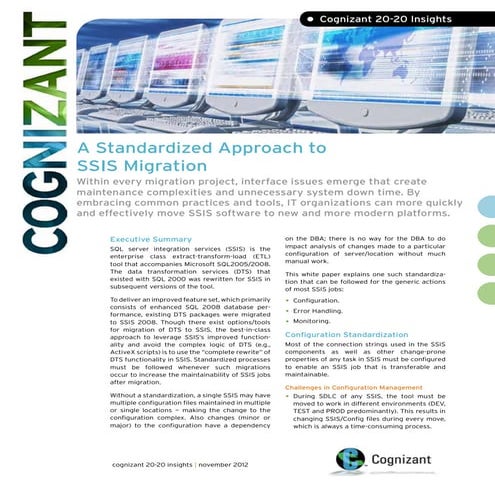 A Standardized Approach to SSIS Migration
