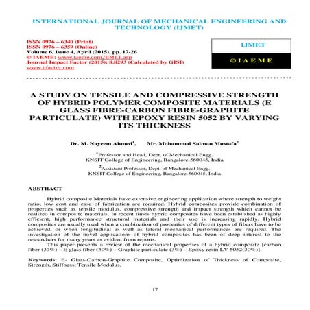 A STUDY ON TENSILE AND COMPRESSIVE STRENGTH OF HYBRID POLYMER COMPOSITE MATER...