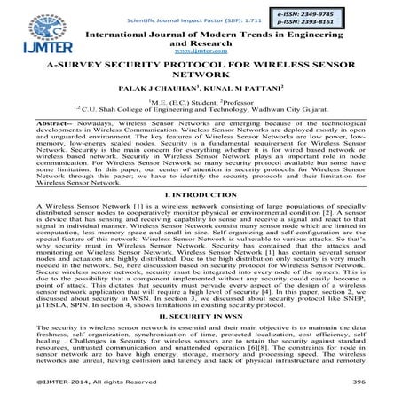 A-SURVEY SECURITY PROTOCOL FOR WIRELESS SENSOR NETWORK