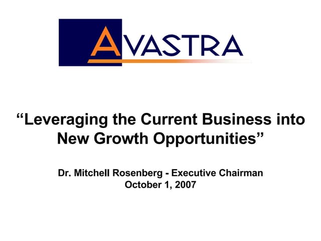 A V S Rosenberg Presentation  Oct07