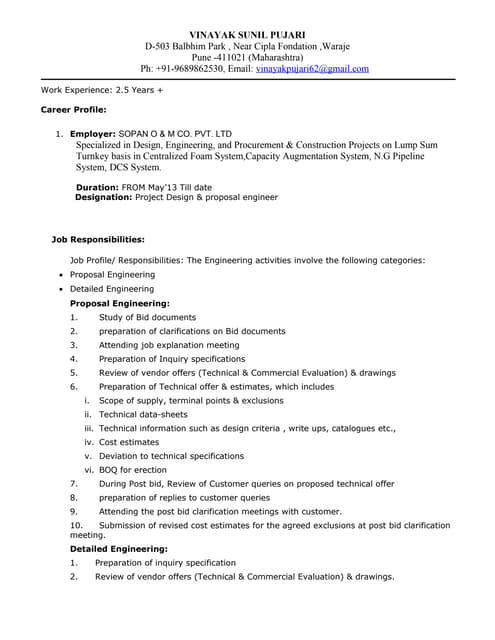 Vinayak Pujari Resume 15 02 2016 Vinayak Pujari Resume 15 02 2016