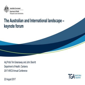 Presentation: The Australian and International landscape - keynote forum