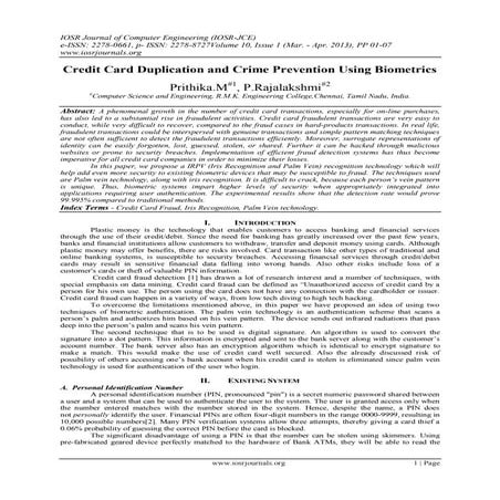 Credit Card Duplication and Crime Prevention Using Biometrics