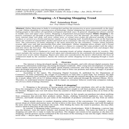 E- Shopping -A Changing Shopping Trend