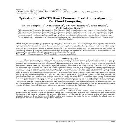 Optimization of FCFS Based Resource Provisioning Algorithm for Cloud Computing