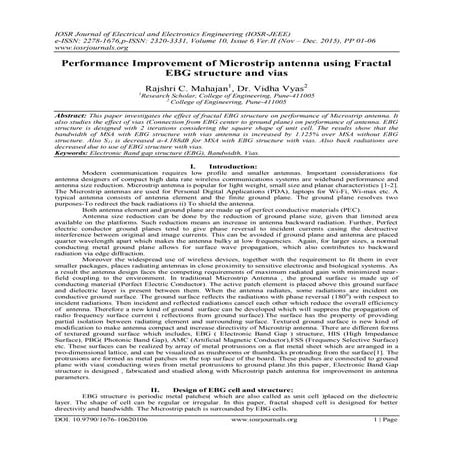Performance Improvement of Microstrip antenna using Fractal EBG structure and...