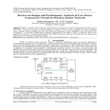 Review on Design and Performance Analysis of Low Power Transceiver Circuit in...