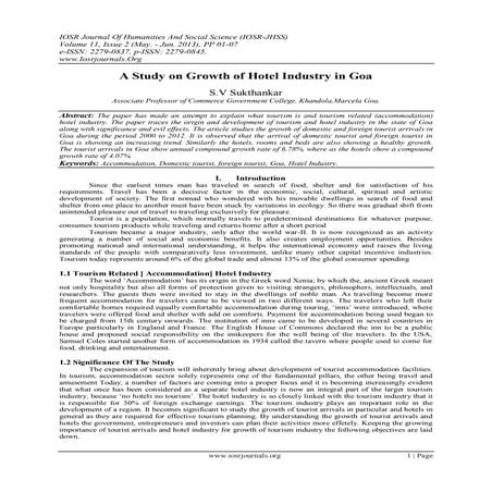 A Study on Growth of Hotel Industry in Goa