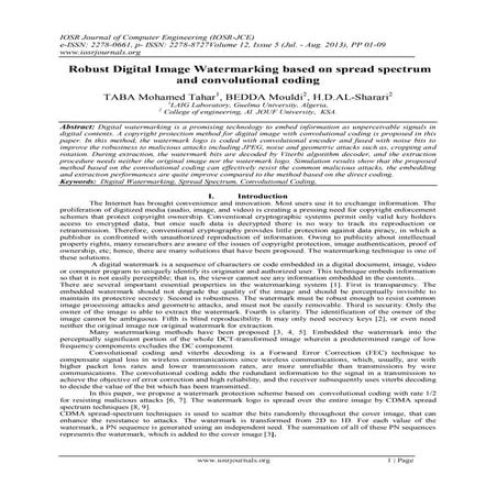 Robust Digital Image Watermarking based on spread spectrum and convolutional ...