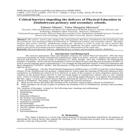 Some Issues in the Development of Physical Education | PDF