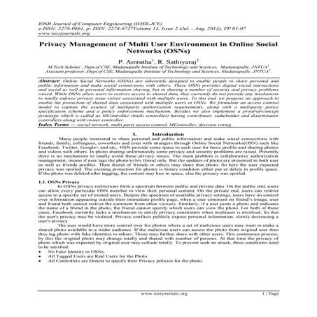 Privacy Management of Multi User Environment in Online Social Networks (OSNs)