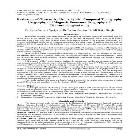 Evaluation of Obstructive Uropathy with Computed Tomography Urography and Mag...