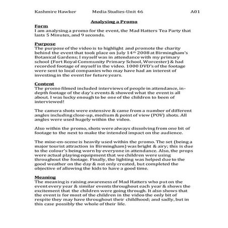 Unit 46-A01 Promo Analysis