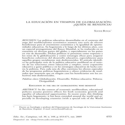 La educación en tiempos de la globalización | PDF