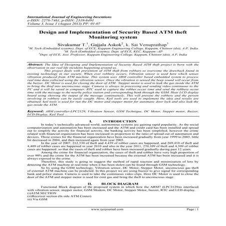 Design and Implementation of Security Based ATM theft Monitoring system