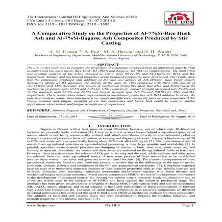A Comparative Study on the Properties of Al-7% Si-Rice Husk Ash and Al ...