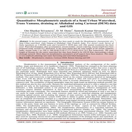 Quantitative Morphometric analysis of a Semi Urban Watershed,  Trans Yamuna, ...