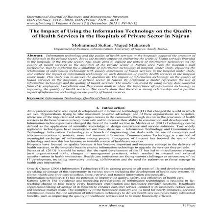 The Impact Of Information Technology (IT) On The Healthcare Sector | PPTX