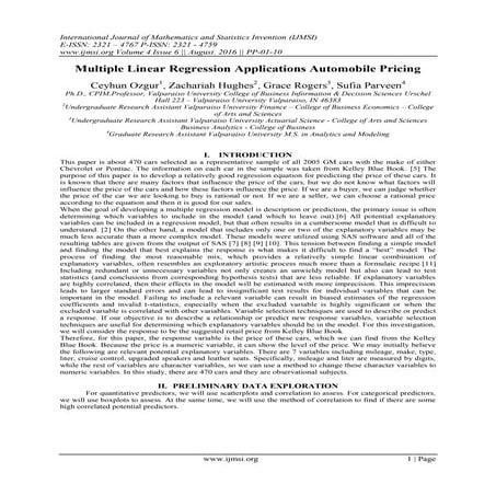 Multiple Linear Regression Applications Automobile Pricing | PDF
