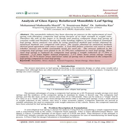 Analysis of Glass Epoxy Reinforced Monolithic Leaf Spring