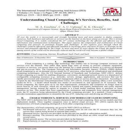 Understanding Cloud Computing, It's Services, Benefits, And Challenges