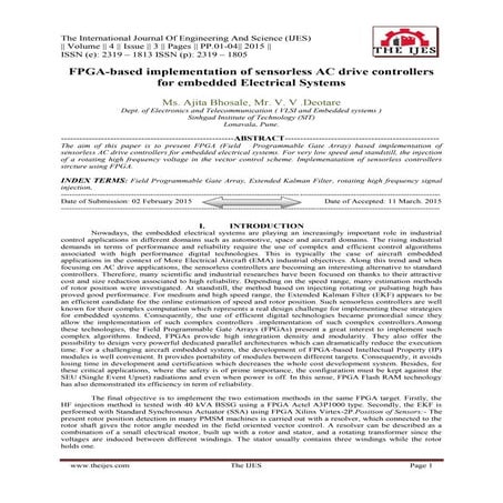 FPGA-based implementation of sensorless AC drive controllers for embedded Ele...