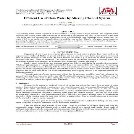 Efficient Use of Rain Water by Altering Channel System