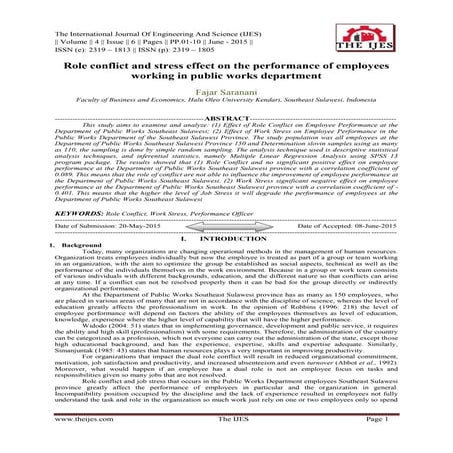 Role conflict and stress effect on the performance of employees working in pu...
