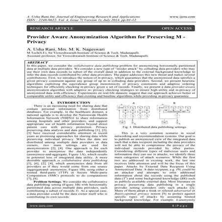 Provider Aware Anonymization Algorithm for Preserving M - Privacy