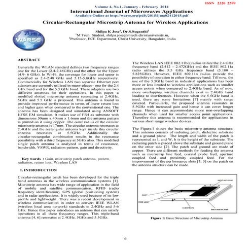 WARSE-IJMA -Vol4, Iss.1, PP.6-10 Circular-rectangular Microstrip Antenna by S...