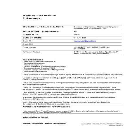 Ramanuja CV- | DOC