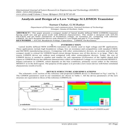 Analysis and Design of a Low Voltage Si LDMOS Transistor