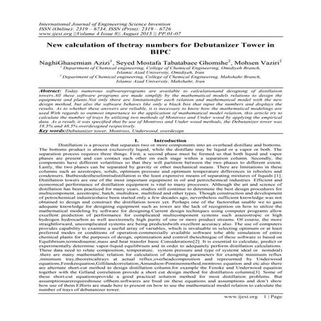 New calculation of thetray numbers for Debutanizer Tower in BIPC