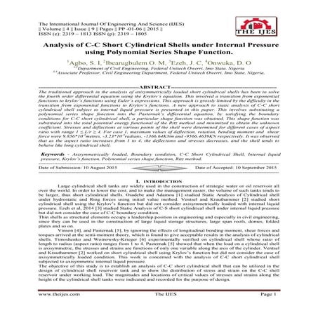 Analysis of C-C Short Cylindrical Shells under Internal Pressure using Polyno...