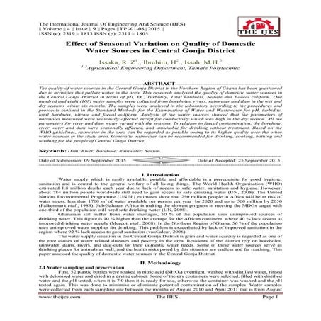 Effect of Seasonal Variation on Quality of Domestic Water Sources in Central ...