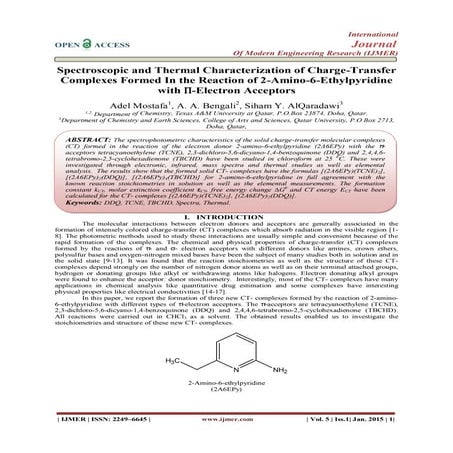 Spectroscopic and Thermal Characterization of Charge-Transfer Complexes Forme...