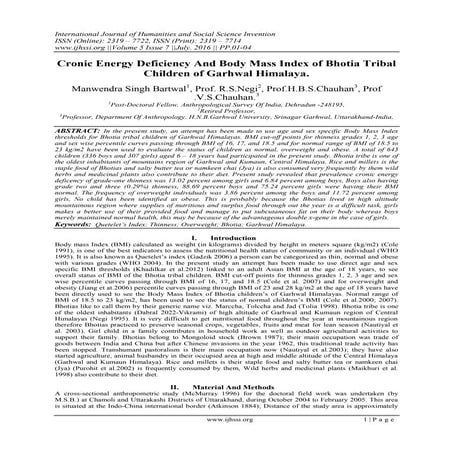 Cronic Energy Deficiency And Body Mass Index of Bhotia Tribal Children of Gar...