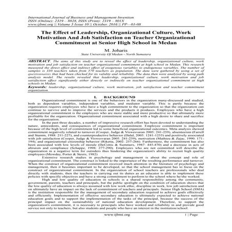 The Effect of Leadership, Organizational Culture, Work Motivation And Job Sat...