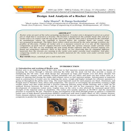 Design And Analysis of a Rocker Arm
