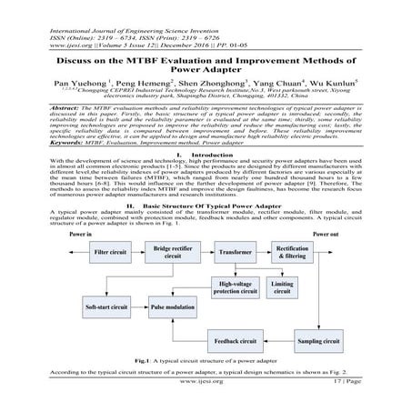 Discuss on the MTBF Evaluation and Improvement Methods of Power Adapter