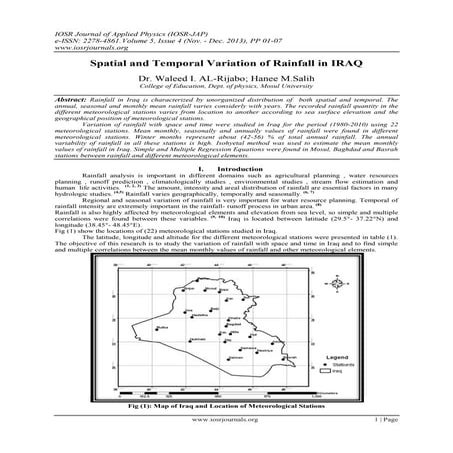 Spatial and Temporal Variation of Rainfall in IRAQ | PDF
