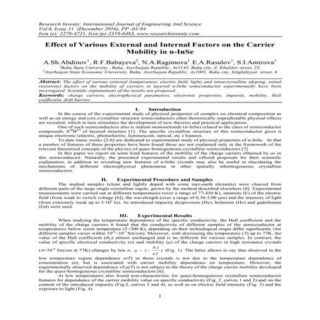 Effect of Various External and Internal Factors on the Carrier Mobility in n-...